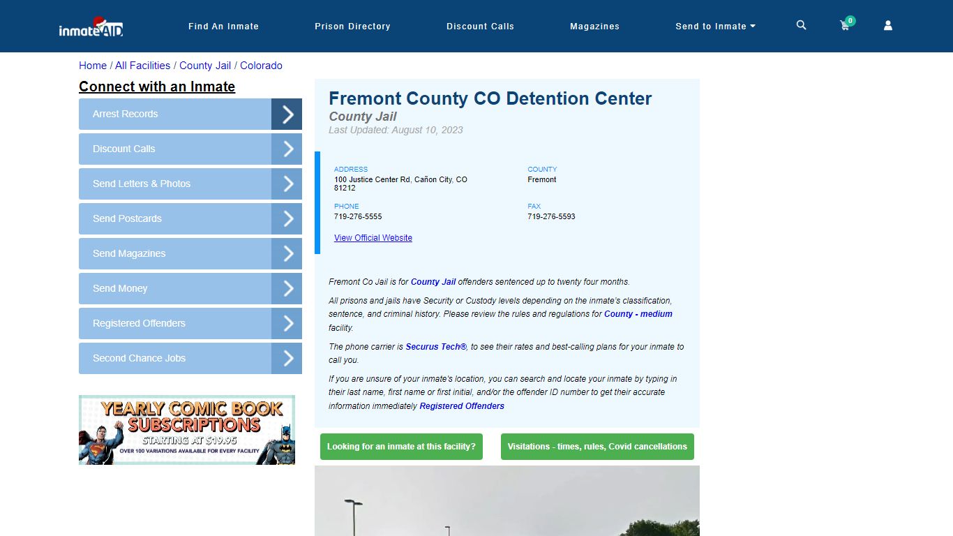 Fremont County CO Detention Center - Inmate Locator - Cañon City, CO