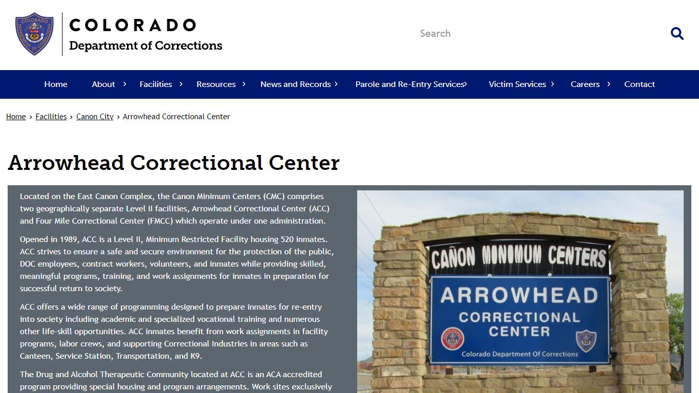 Arrowhead Correctional Center | Department of Corrections