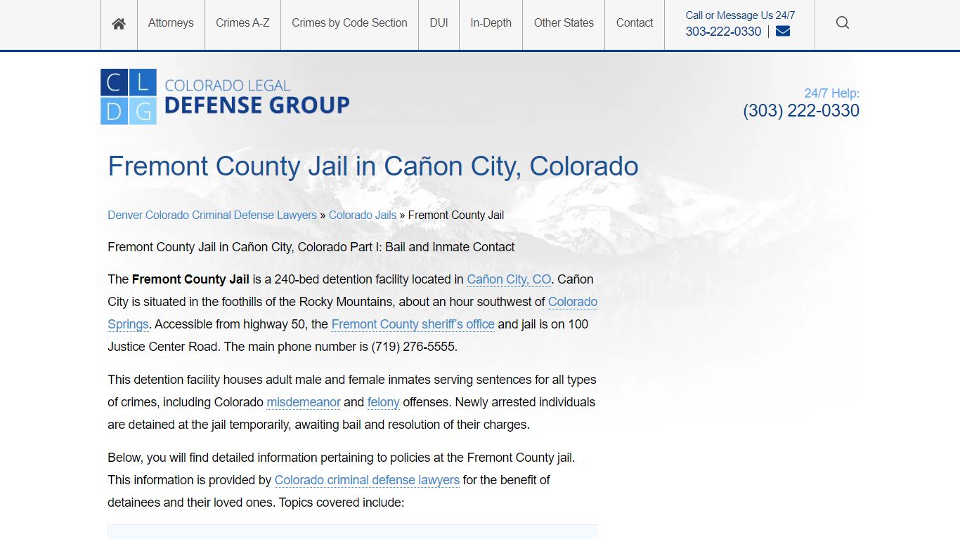 Fremont County Jail in Cañon City, Colorado - Shouse Law Group